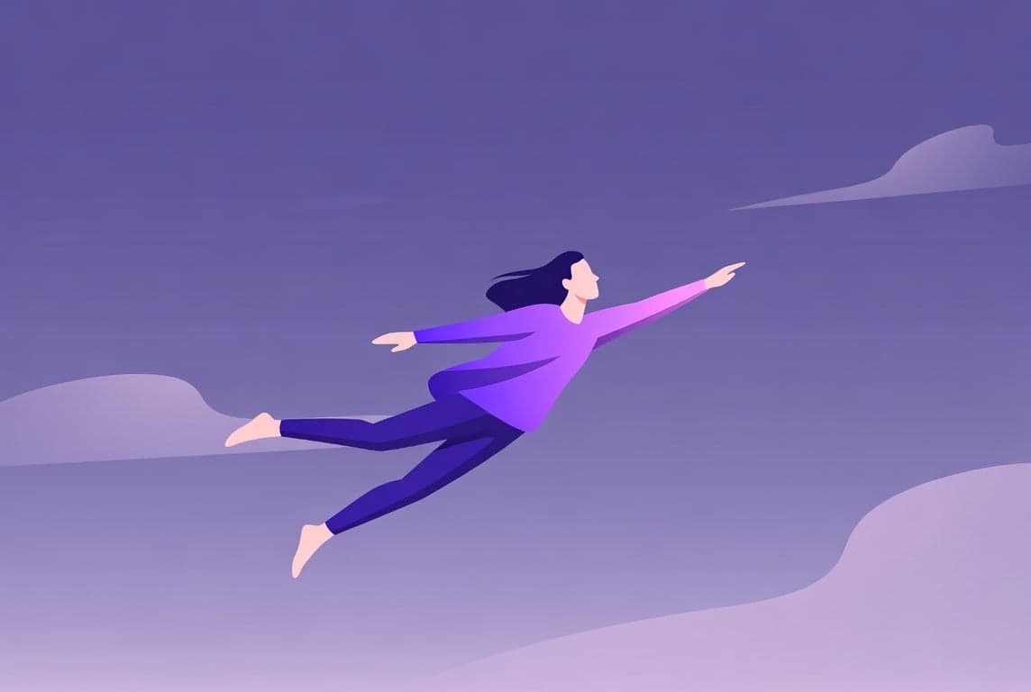 woman flying through the sky at ease